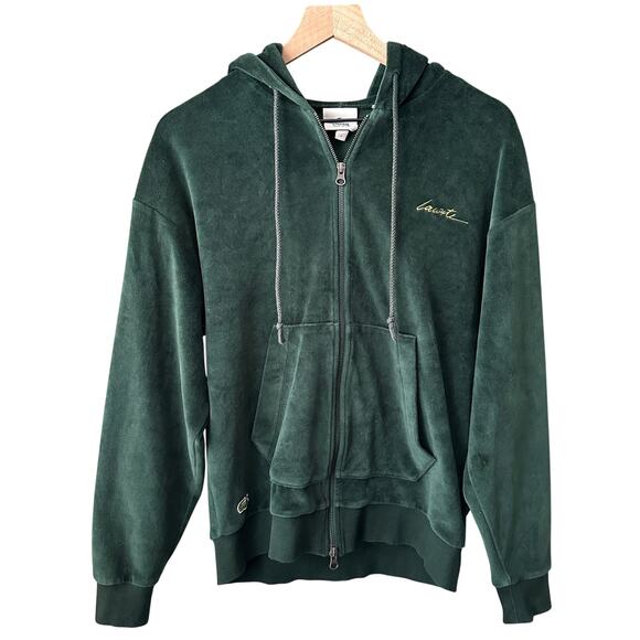 Lacoste Live Men’s Lacoste Velvet Full Zip Up Hoodie Jacket Green Small